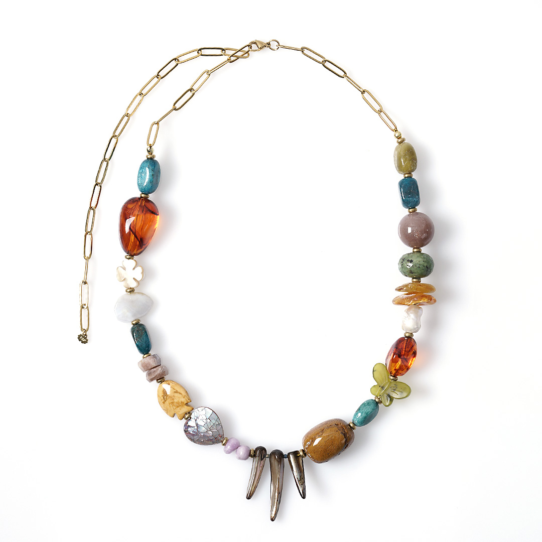 chunky ocean edelsteen ketting grote kralen van pimpsandpearls pim