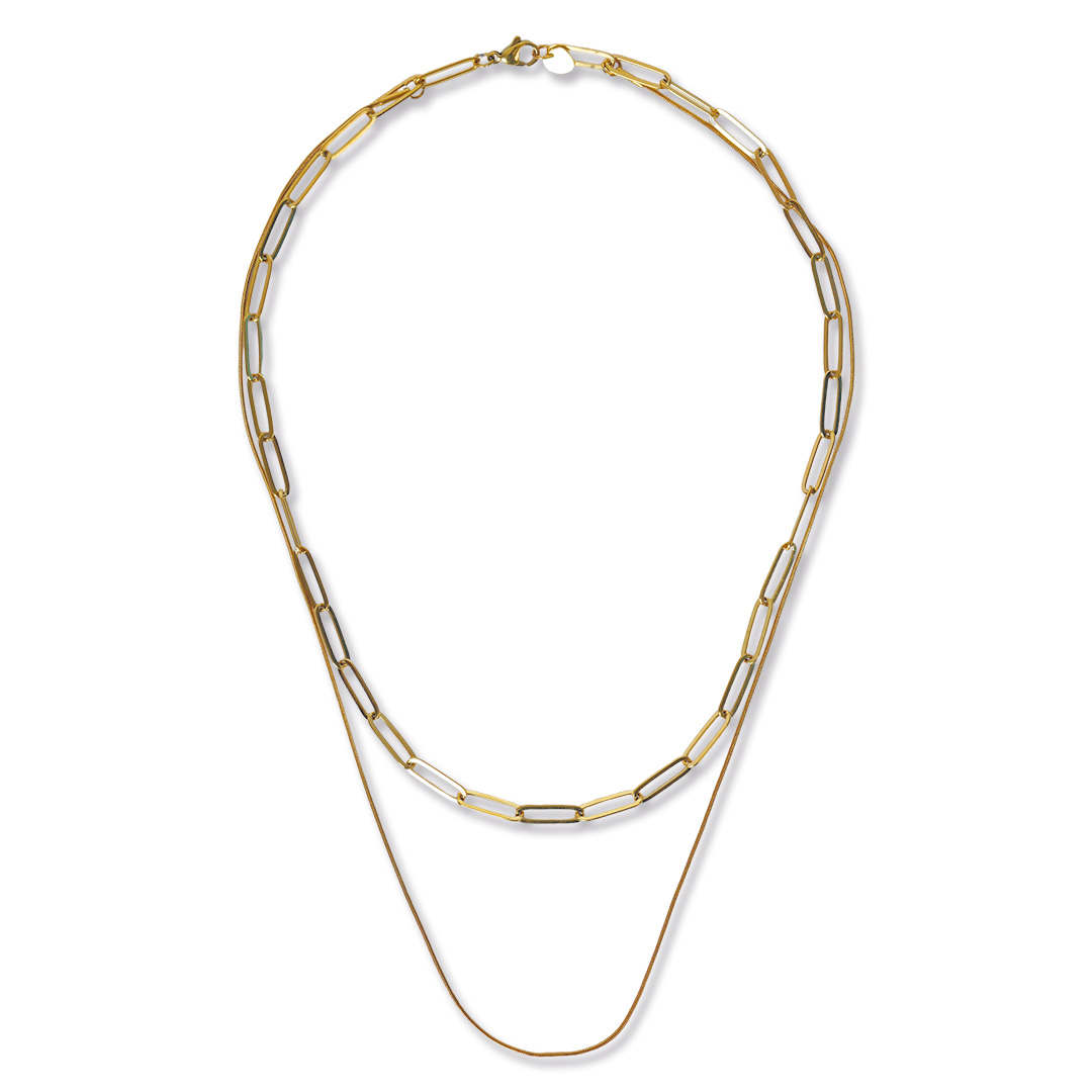 dubbele ketting snake closed forever goud 1220 03g snake pimpsandpearls pim voor