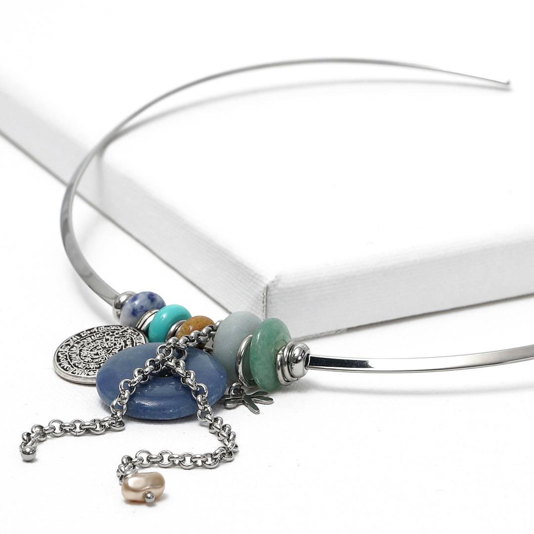 spang choker edelstenen blauw edelstaal 1222 01 blauw voor aanzicht van pimpsandpearls