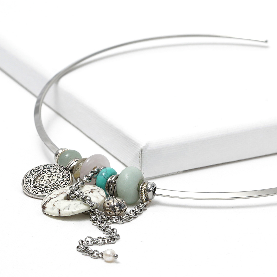 spang choker edelstenen turquoise edelstaal 1222 01 tur liggend van pimpsandpearls