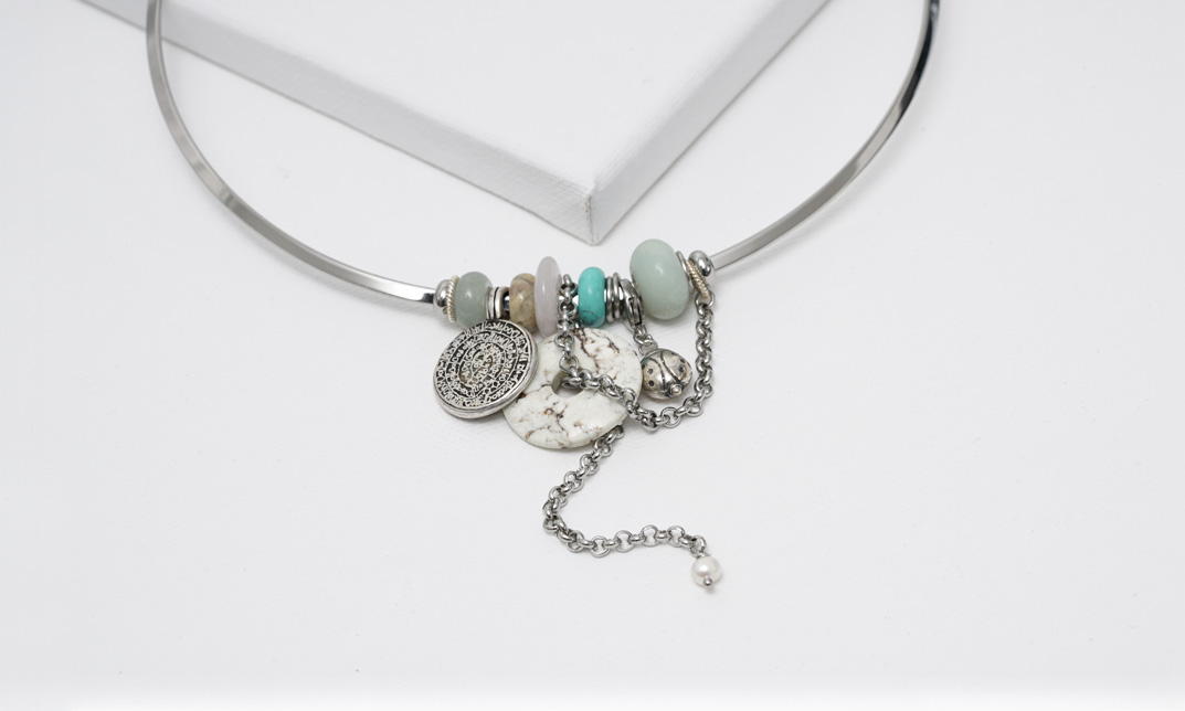 spang choker edelstenen turquoise edelstaal 1222 01 tur voor aanzicht van pimpsandpearls