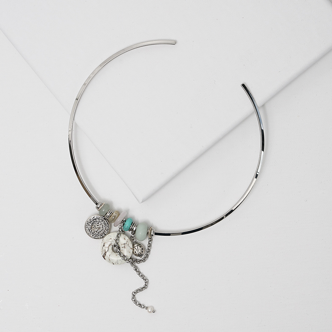 spang choker edelstenen turquoise edelstaal bovenaf 1222 01 tur van pimpsandpearls