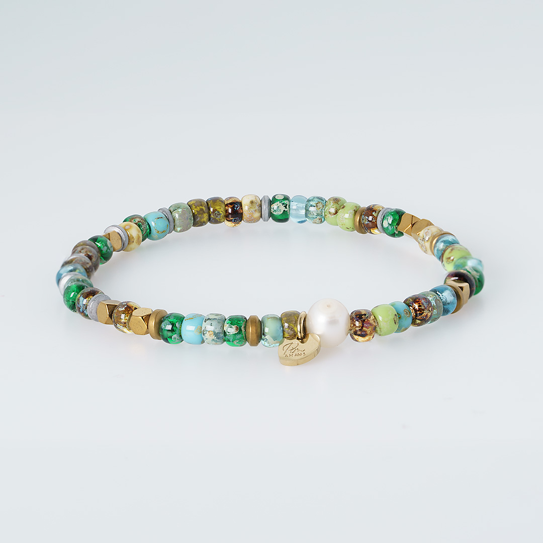 armband edelsteen miyuki blauw groen mix tropical van pimpsandpearls