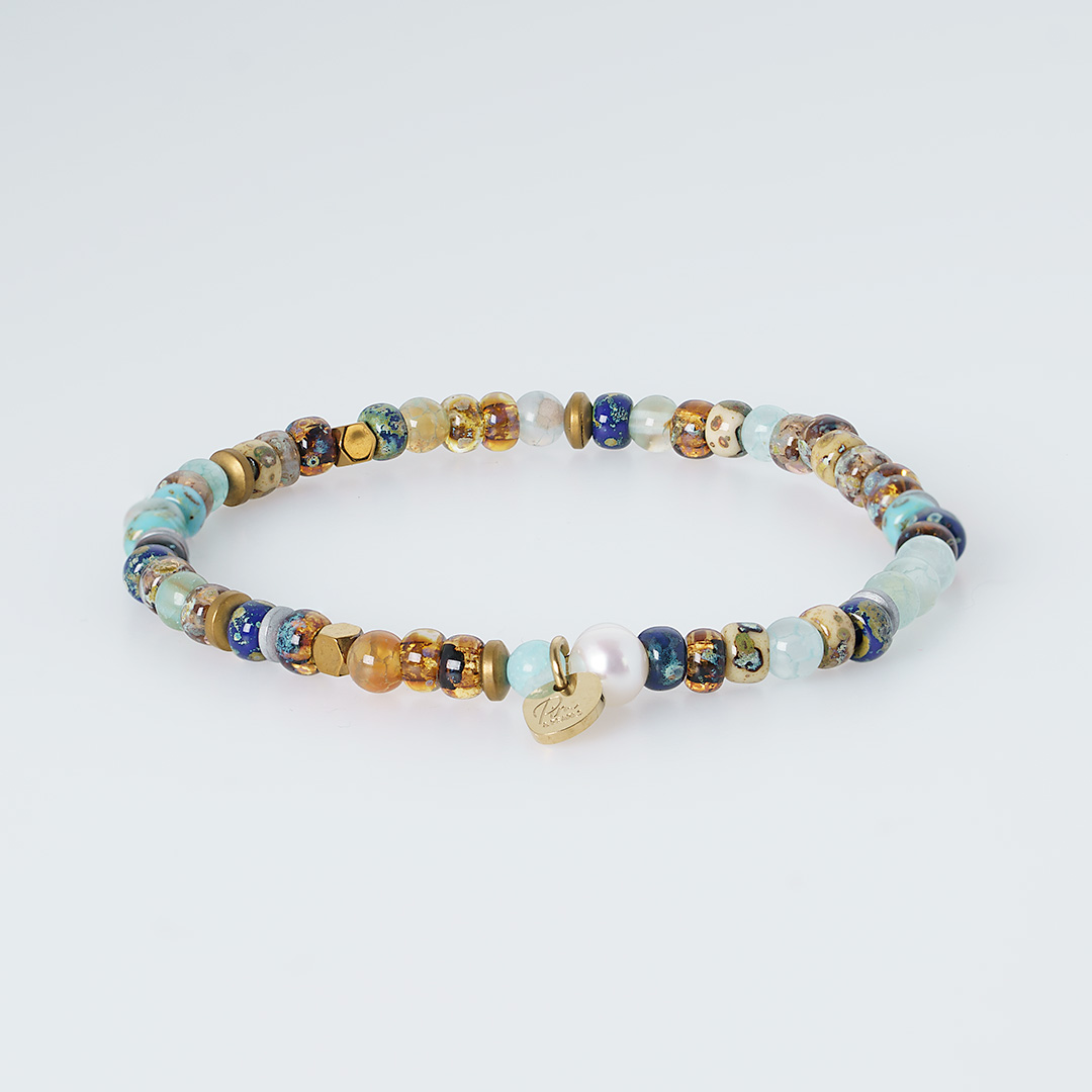 armband edelsteen miyuki bruin blauw mix tropical van pimpsandpearls