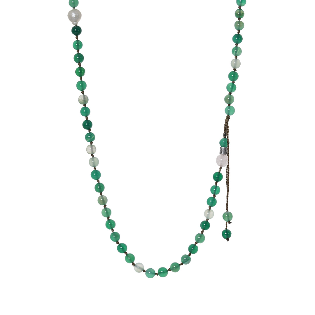 edelsteen ketting agaat groen mala xl 108 cm van pimpsandpearls pim