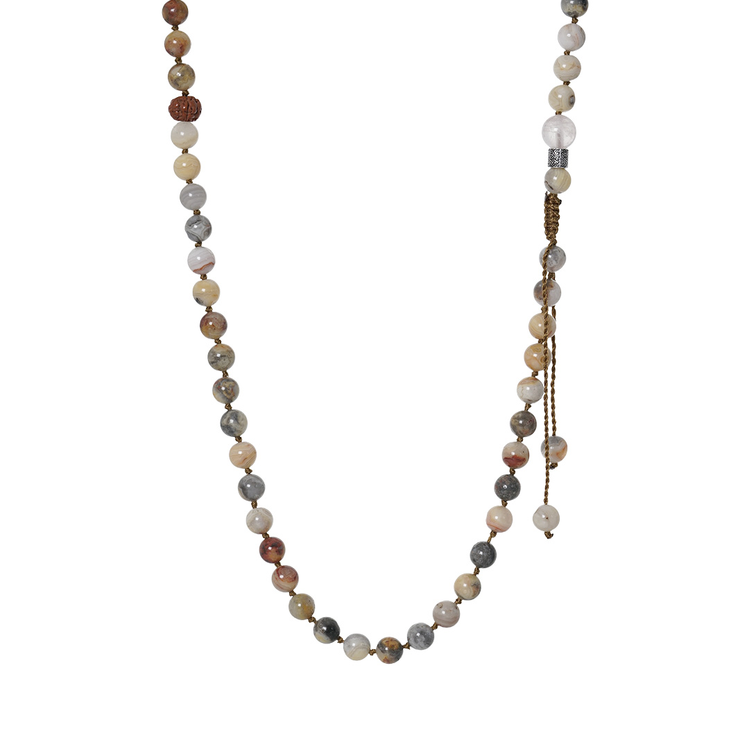 edelsteen ketting crazy lace agaat beige mix mala xl 108 cm van pimpsandpearls pim