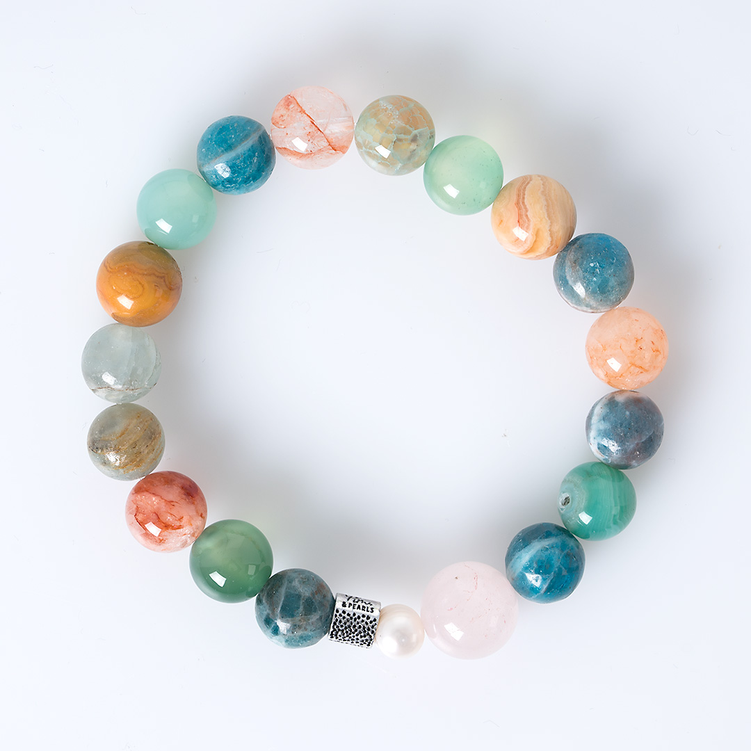 edelsteen mix armband apatiet bont 10 mm mala van pimpsandpearls