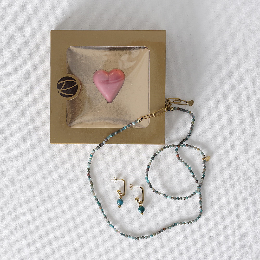 moederdag apatiet sieradenset blauw mix chocoladedoos pimpsandpearls