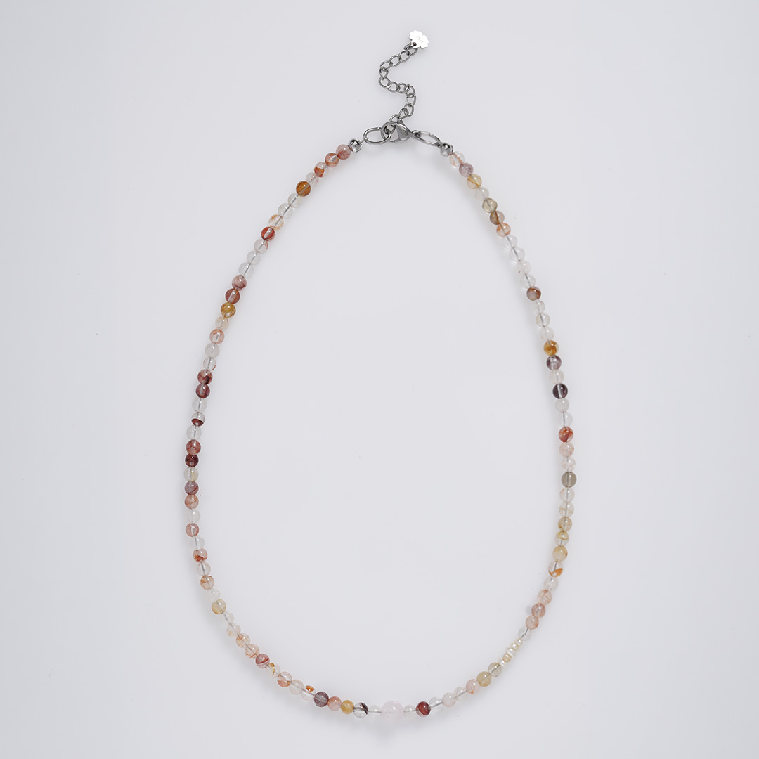 edelsteen ketting bergkristal roze mix kort 42 cm van pimpsandpearls pim