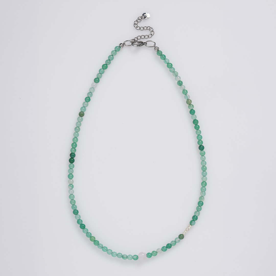 edelsteen ketting groen agaat kort 42 cm van pimpsandpearls pim