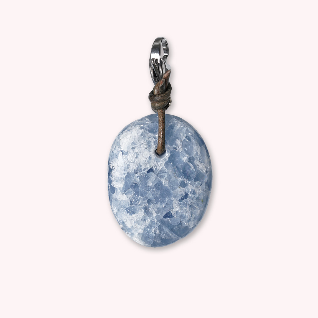 hanger blauw calciet edelsteen zilver mala van pimpsandpearls pim