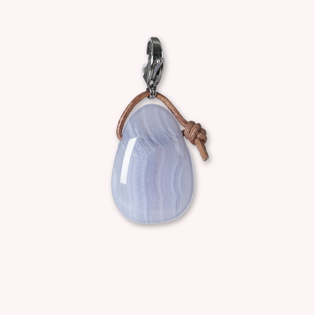 hanger blauw chalcedoon edelsteen zilver mala van pimpsandpearls pim
