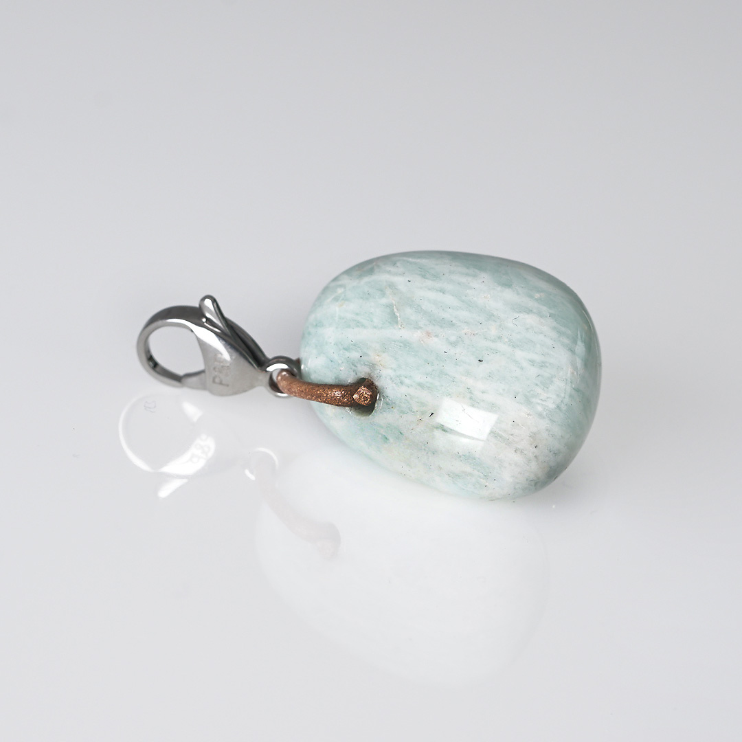 hanger blauwe amazoniet edelsteen zilver mala van pimpsandpearls pim liggend