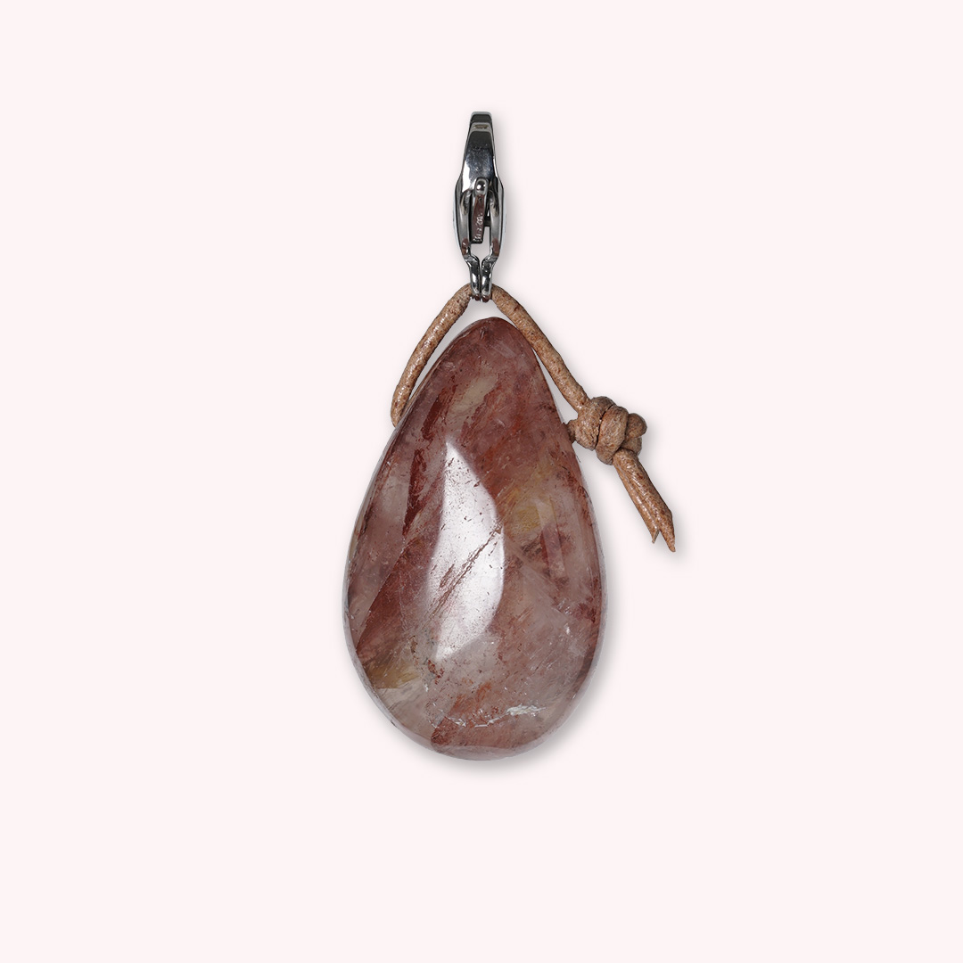hanger oranje hematietkwarts edelsteen zilver mala van pimpsandpearls pim