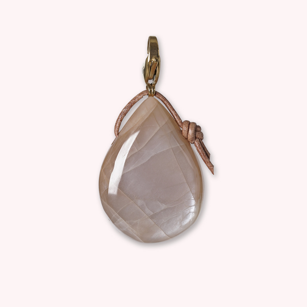 hanger roze maansteen edelsteen goud mala van pimpsandpearls pim
