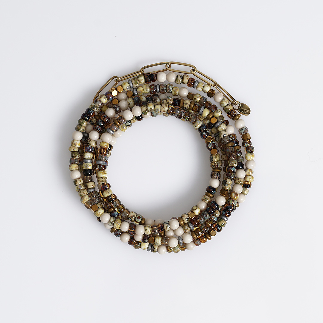 ketting edelsteen miyuki beige bruin mix 110 cm tropical van pimpsandpearls pim rol