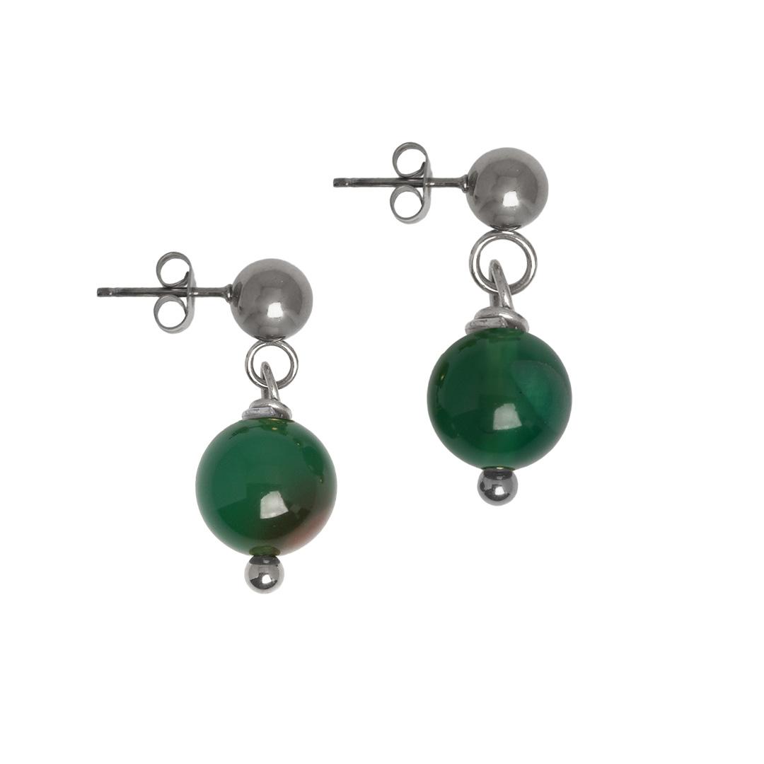 oorstekers edelsteen hanger groen agaat zilver van pimpsandpearls pim