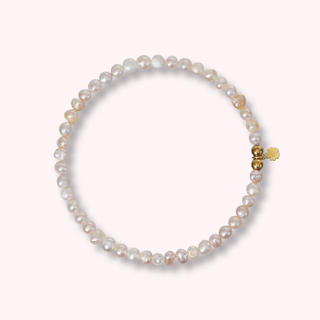 parel armband wit goud 4 mm van pimpsandpearls pim roze