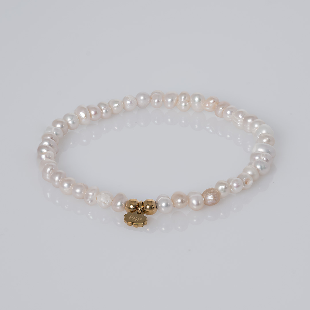 parel armband zalm kleur goud 4 mm van pimpsandpearls pim