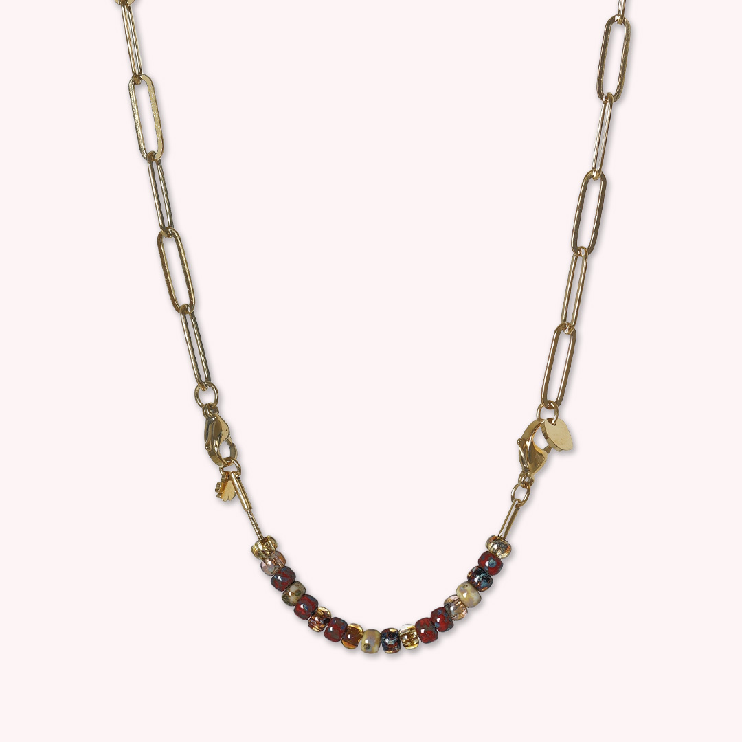 tussenstuk aan ketting miyuki rood oranje mix 85 mm goud tropical pimpsandpearls pim hangend