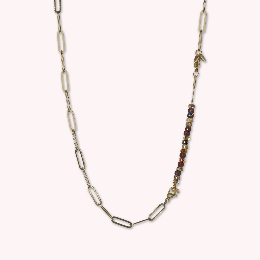 tussenstuk aan ketting miyuki rood oranje mix 85 mm goud tropical pimpsandpearls pim liggend