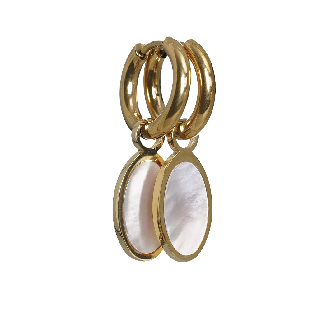 schelp oorbellen spiegeltje goud creool van pimpsandpearls
