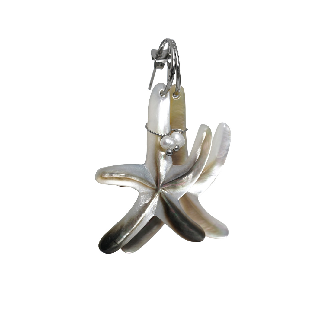 zeester schelp zilver blacklip van pimpsandpearls pim hangend