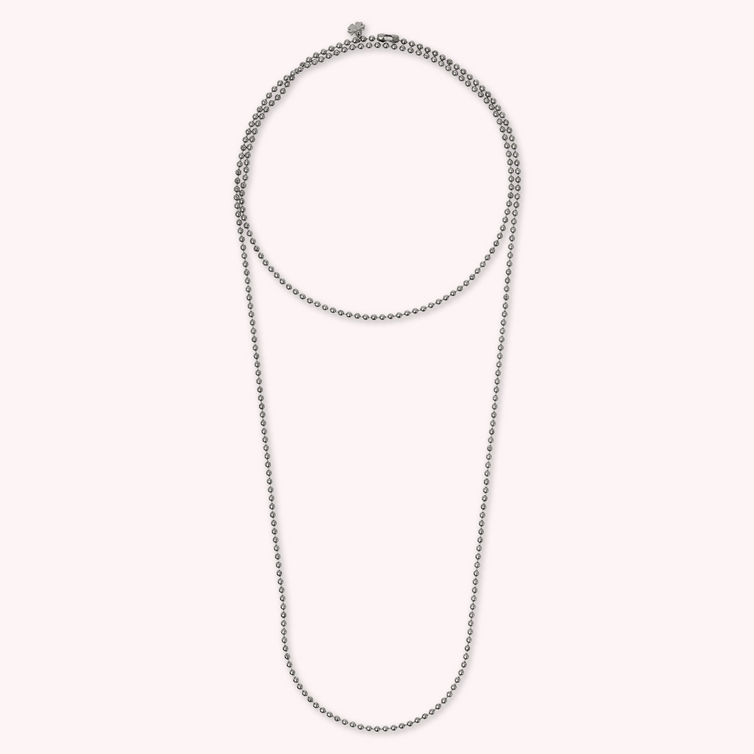 ballchain bolletjesketting lang zilverkleurig 80 cm van pimpsandpearls pim