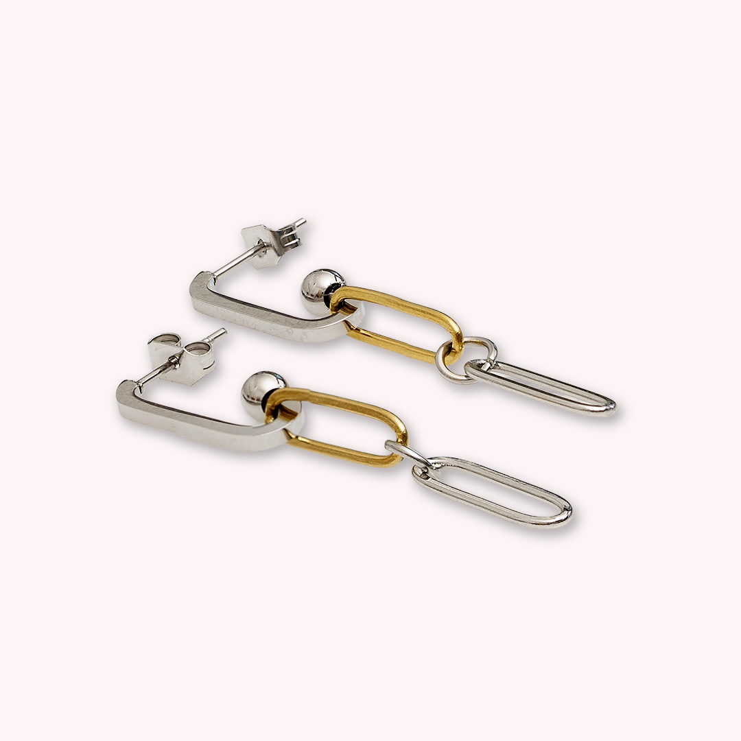 oorbel duo zilver goud mix closed forever edelstaal van pimpsandpearls pim