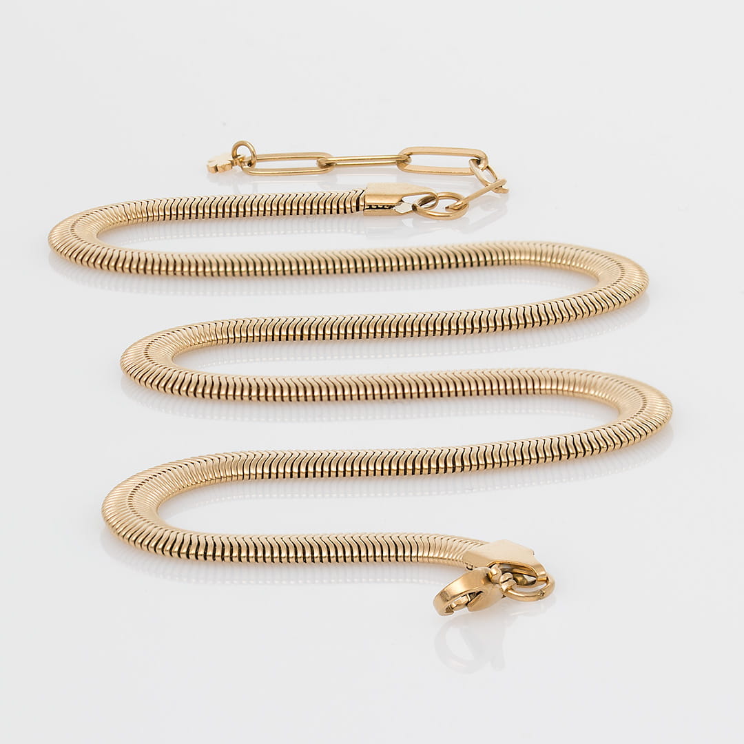 snake ketting bold goud edelstaal Herringbone 6 mm PimpsandPearls
