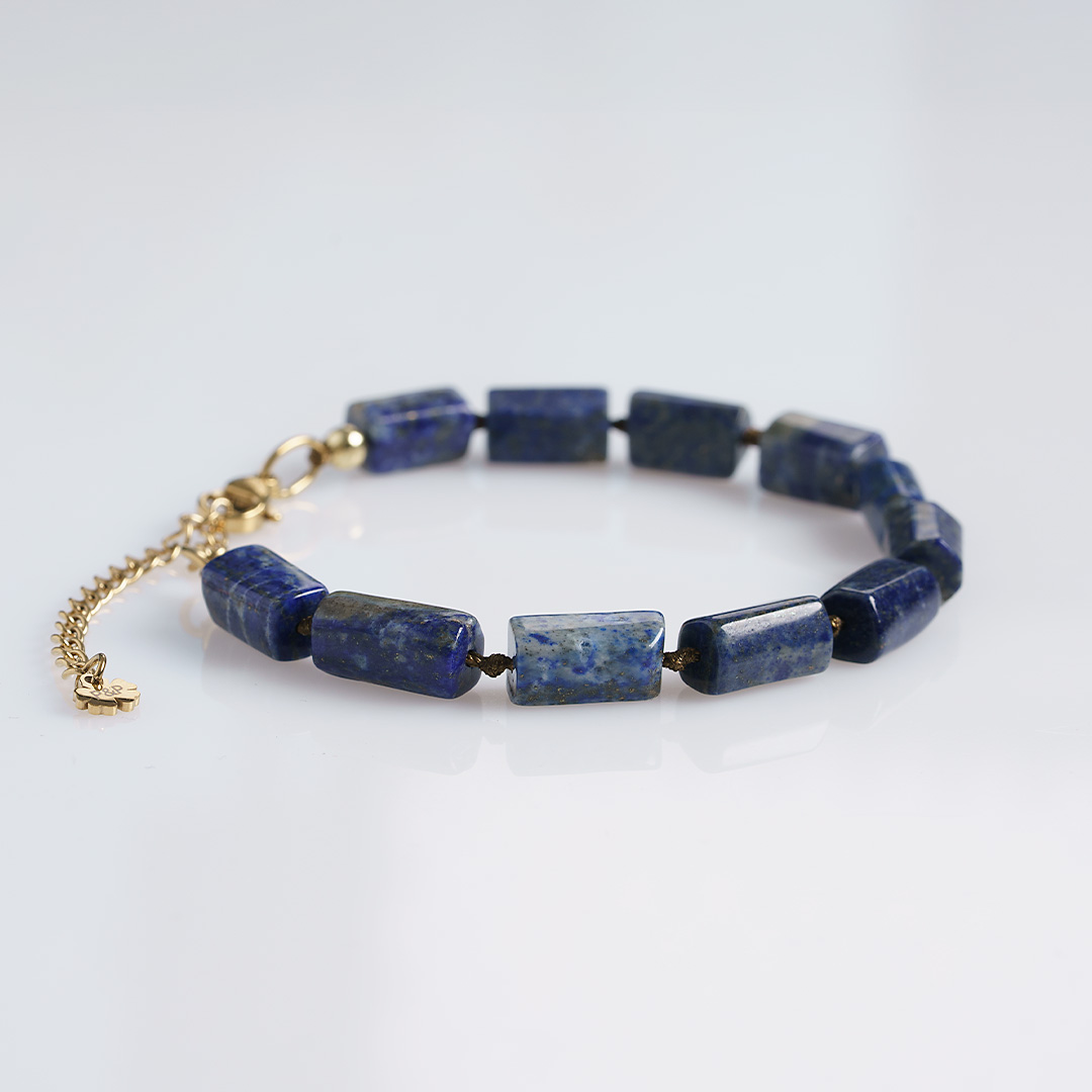 armband lapis lazuli blauw edelsteen rough tropical van pimpsandpearls pim