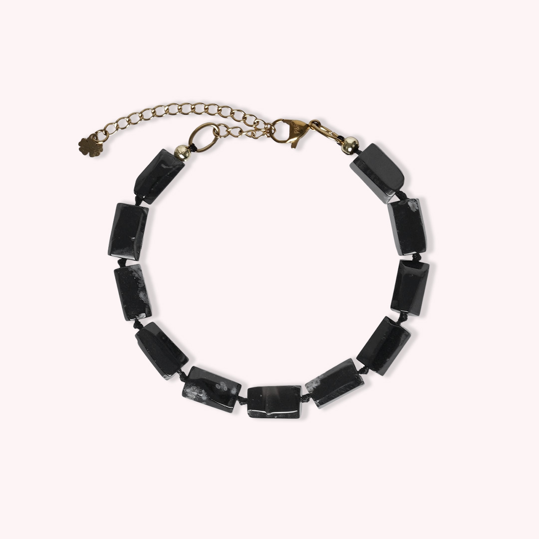 armband obsidiaan zwart edelsteen rough tropical van pimpsandpearls pim