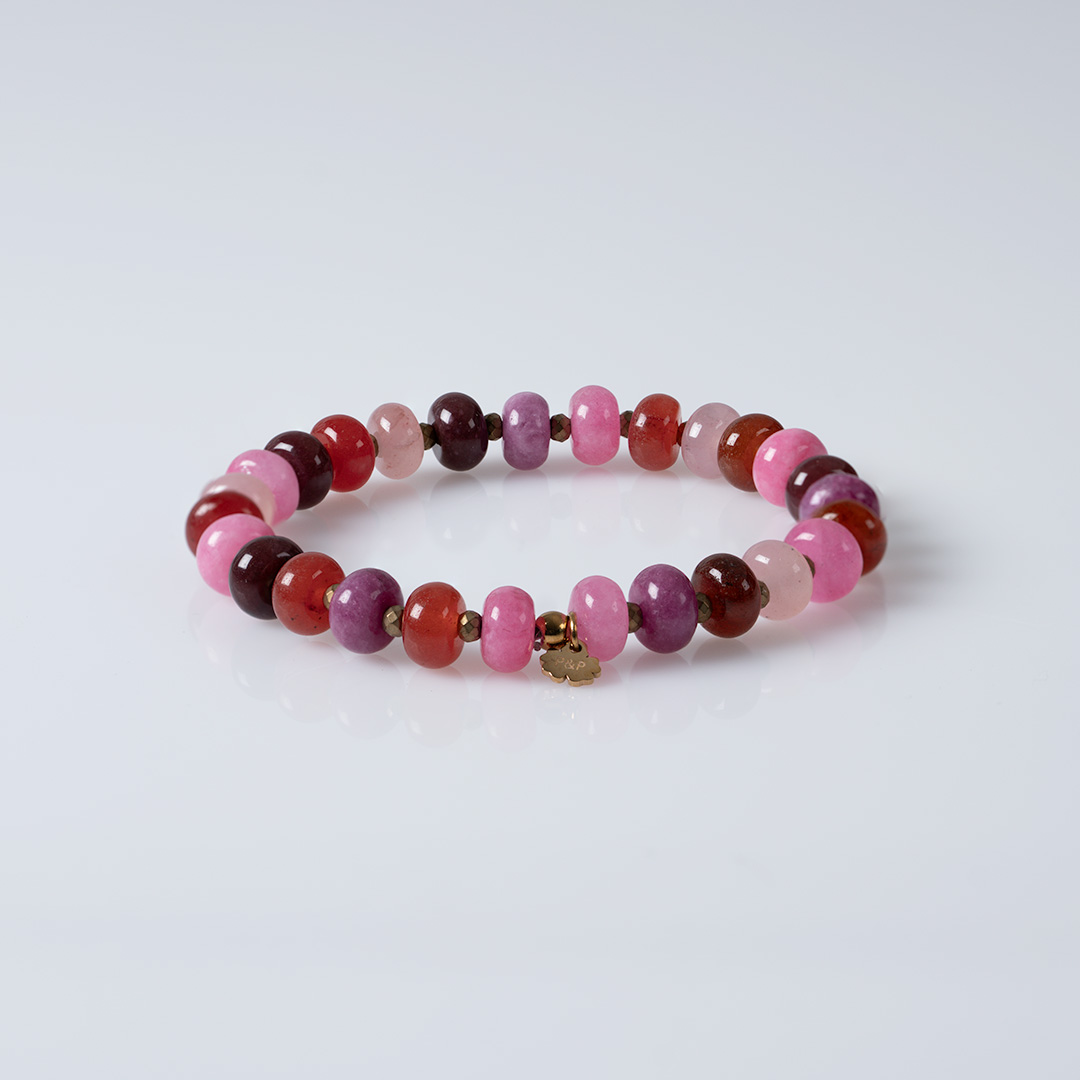 armband roze rood edelsteen mix van pimpsandpearls pim