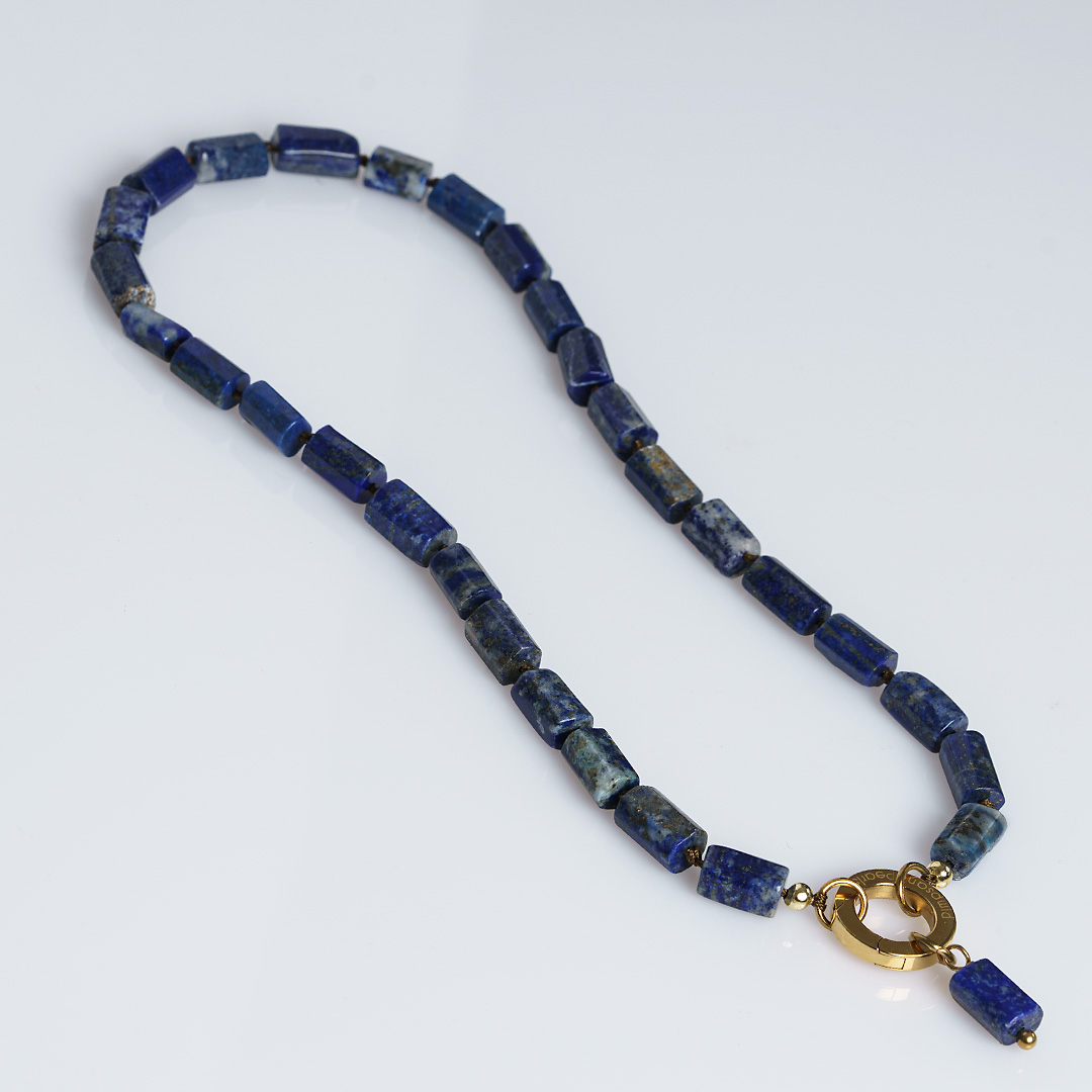 lapis lazuli blauw edelsteen ketting rough tropical van pimpsandpearls pim