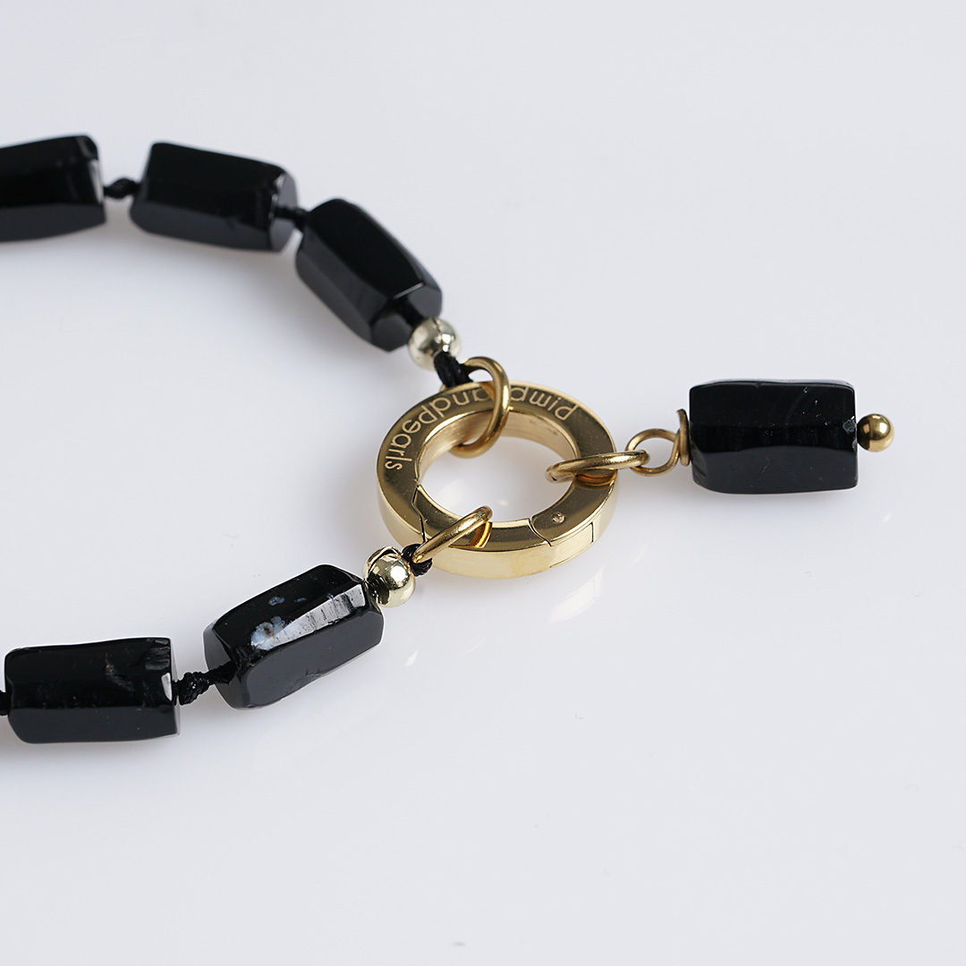 obsidiaan zwart edelsteen ketting rough tropical van pimpsandpearls pim
