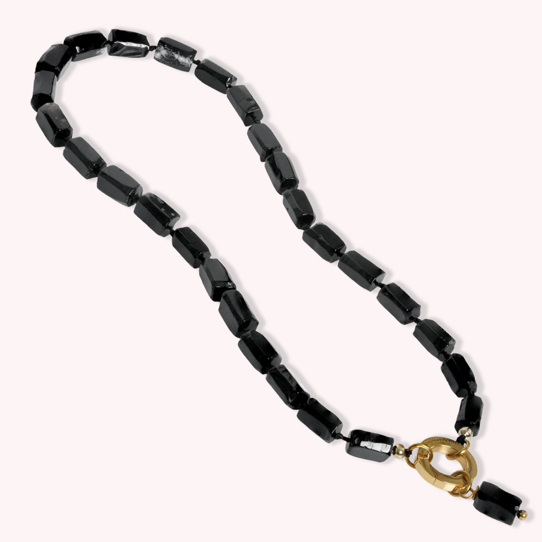 obsidiaan zwart edelsteen ketting rough tropical van pimpsandpearls pim