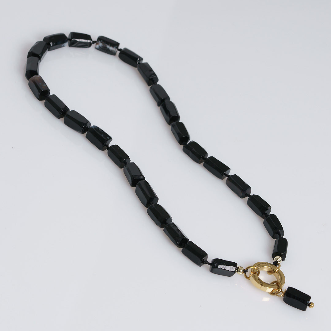 obsidiaan zwart edelsteen ketting rough tropical van pimpsandpearls pim