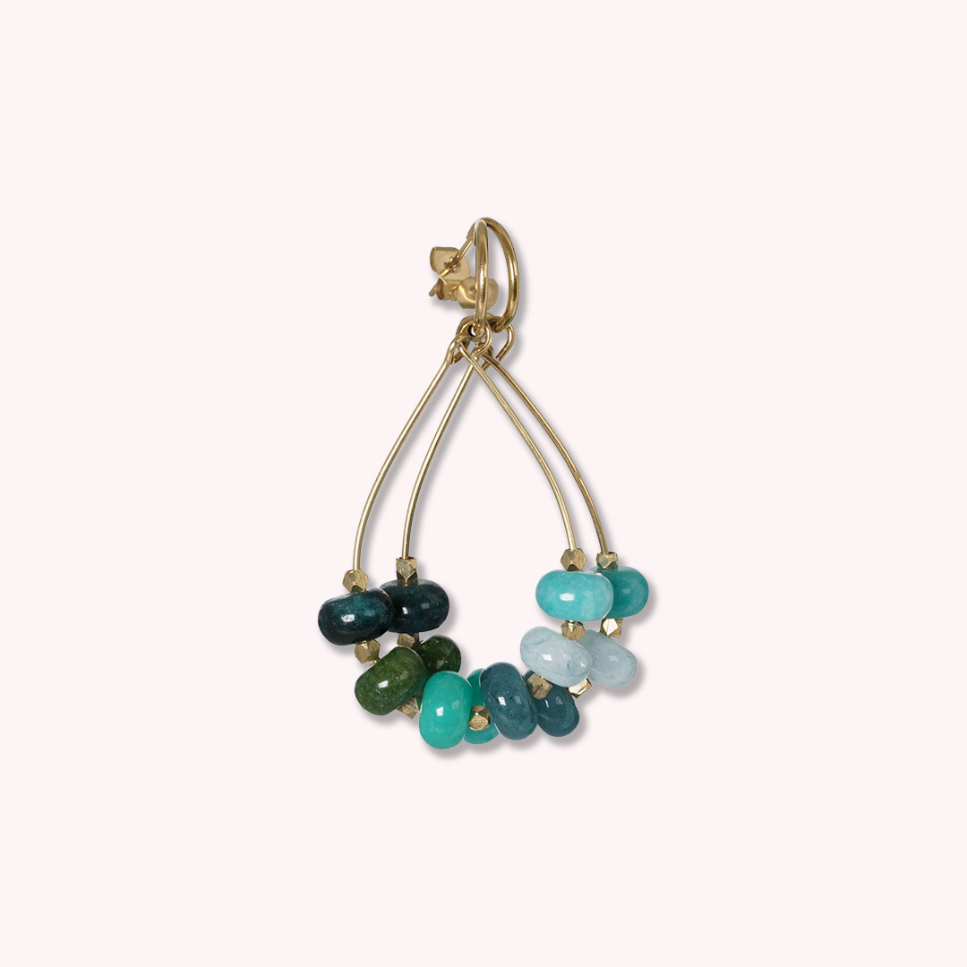 oorbellen blauw groen edelstenen mix goldplated van pimpsandpearls pim
