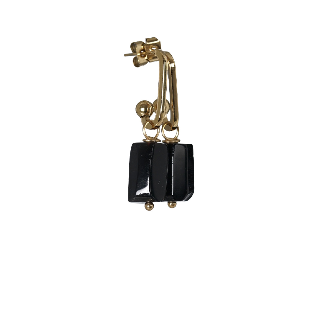 oorbellen obsidiaan zwart edelsteen rough tropical van pimpsandpearls pim hangend