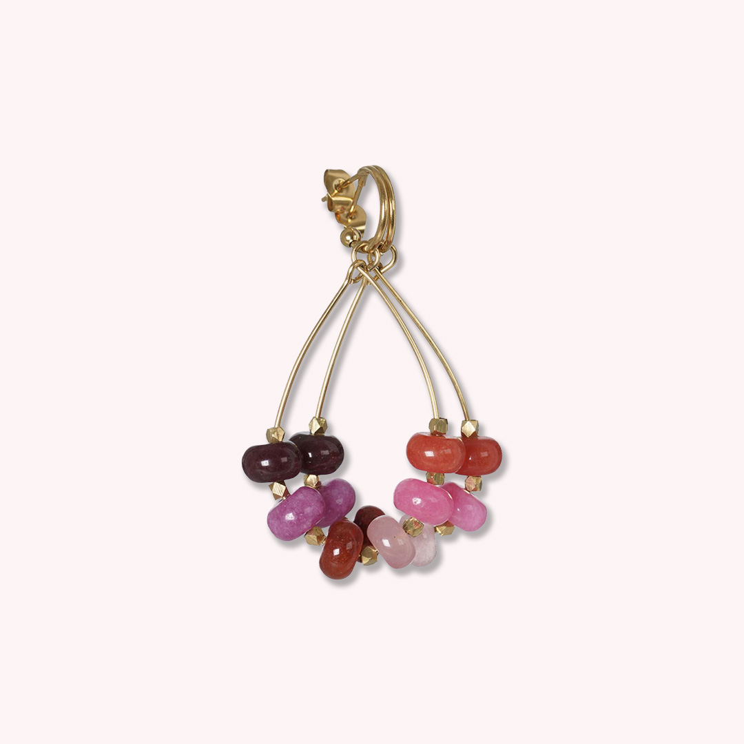 oorbellen roze rood edelstenen mix goldplated van pimpsandpearls pim