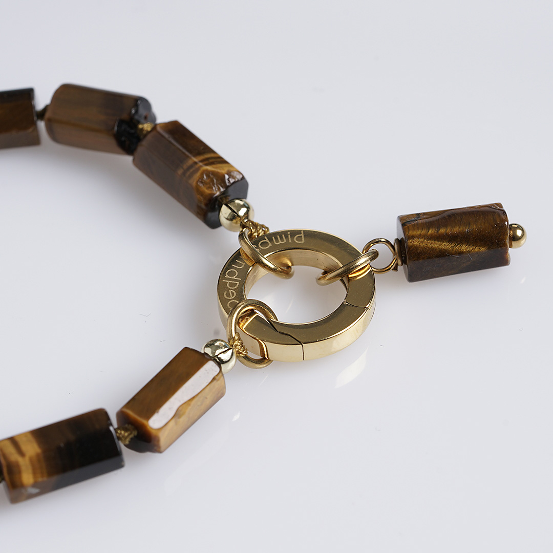 tijgeroog bruin edelsteen ketting rough tropical van pimpsandpearls pim