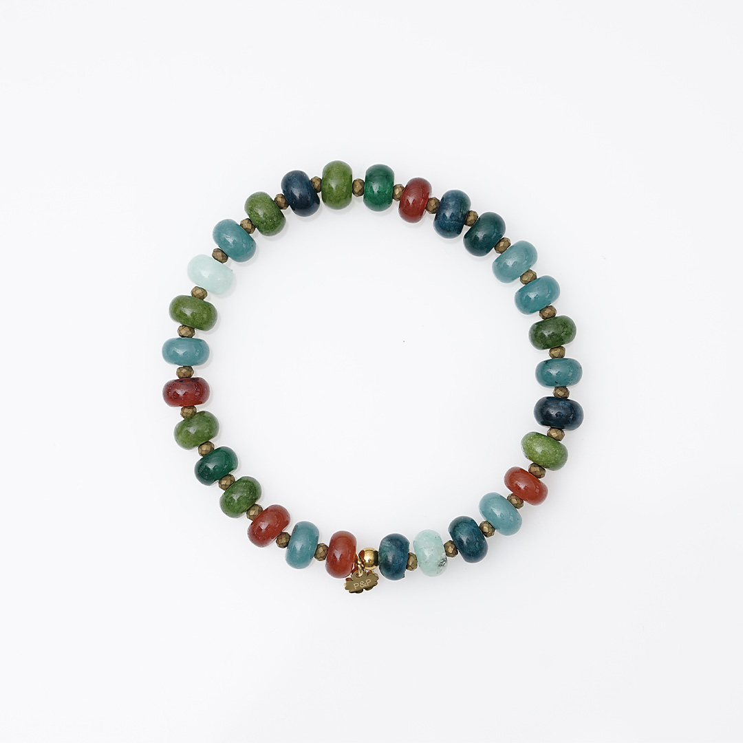armband blauw oranje groen edelsteen mix van pimpsandpearls pim grijs