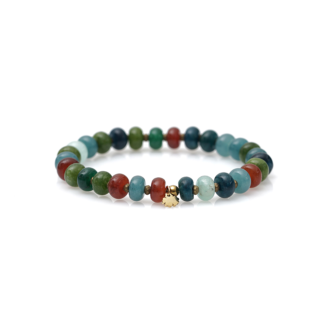 armband blauw oranje groen edelsteen mix van pimpsandpearls pim