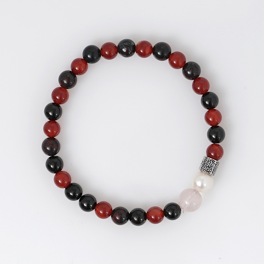 edelsteen armband burgundy mix 6 mm mala van pimpsandpearls pim