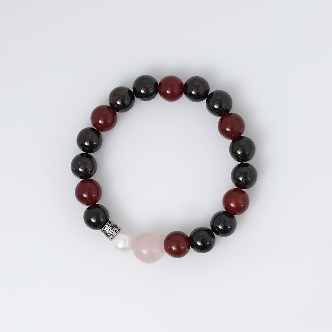 edelsteen burgundy bruin mix armband 10 mm mala van pimpsandpearls pim