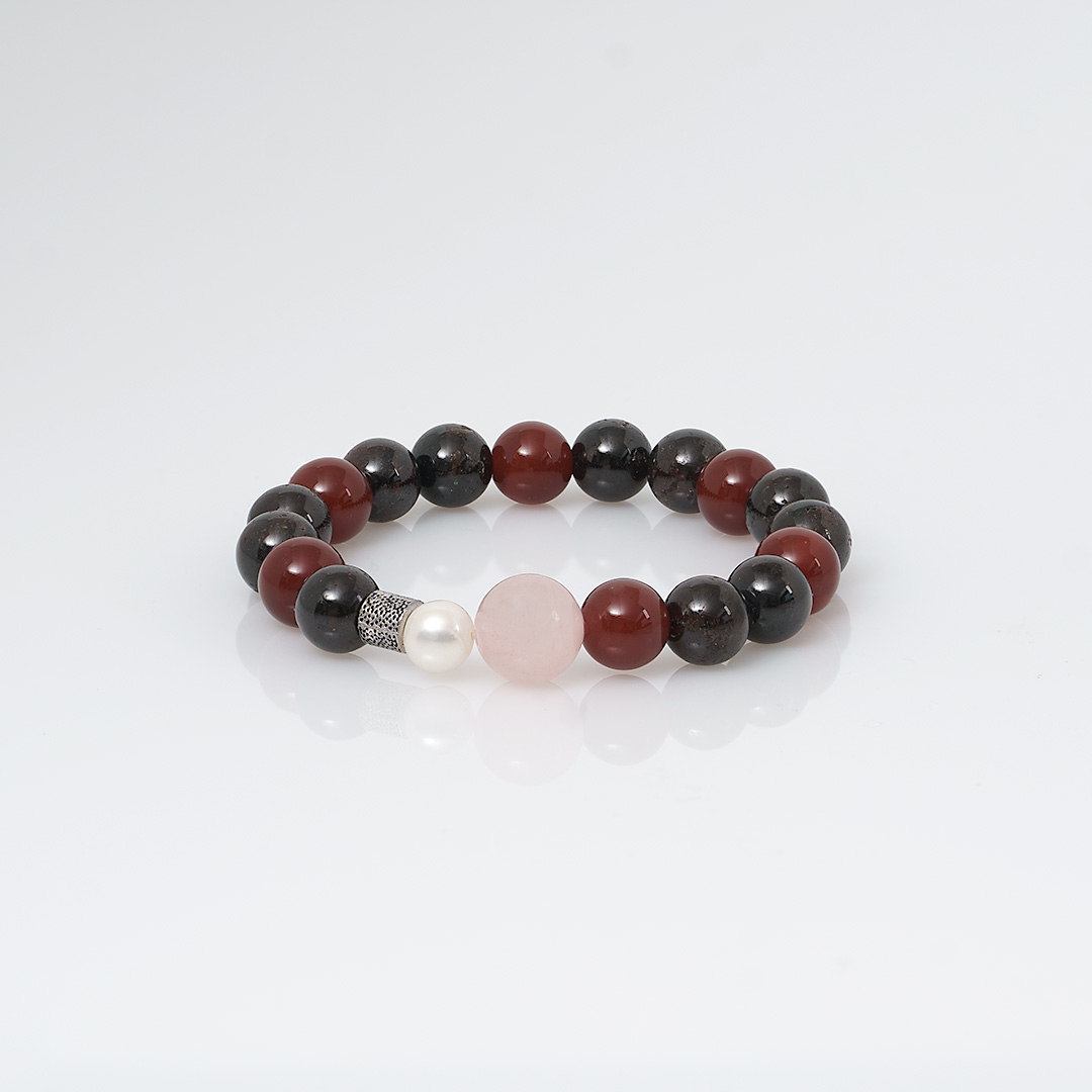 edelsteen burgundy bruin mix armband 10 mm mala van pimpsandpearls pim