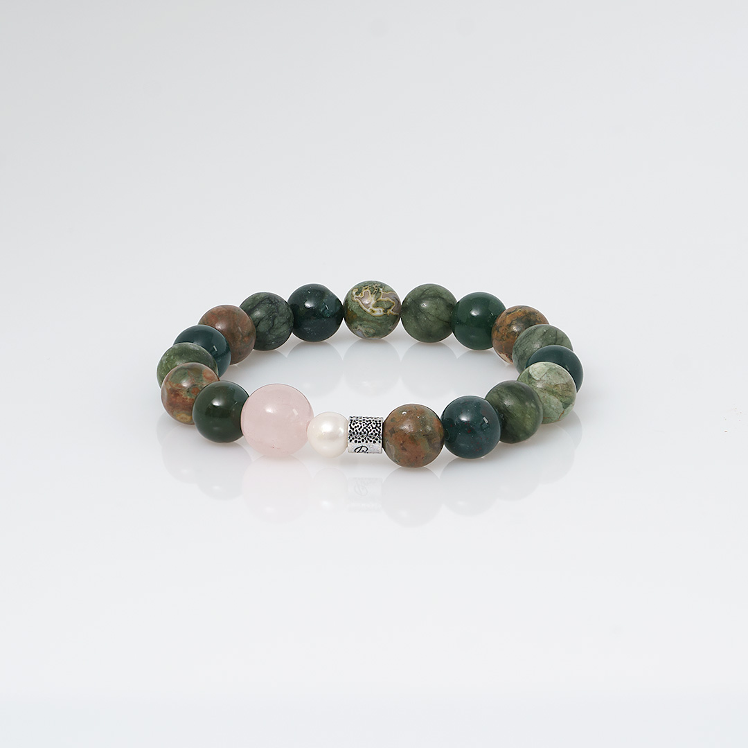 edelsteen groen mix armband 10 mm mala van pimpsandpearls pim