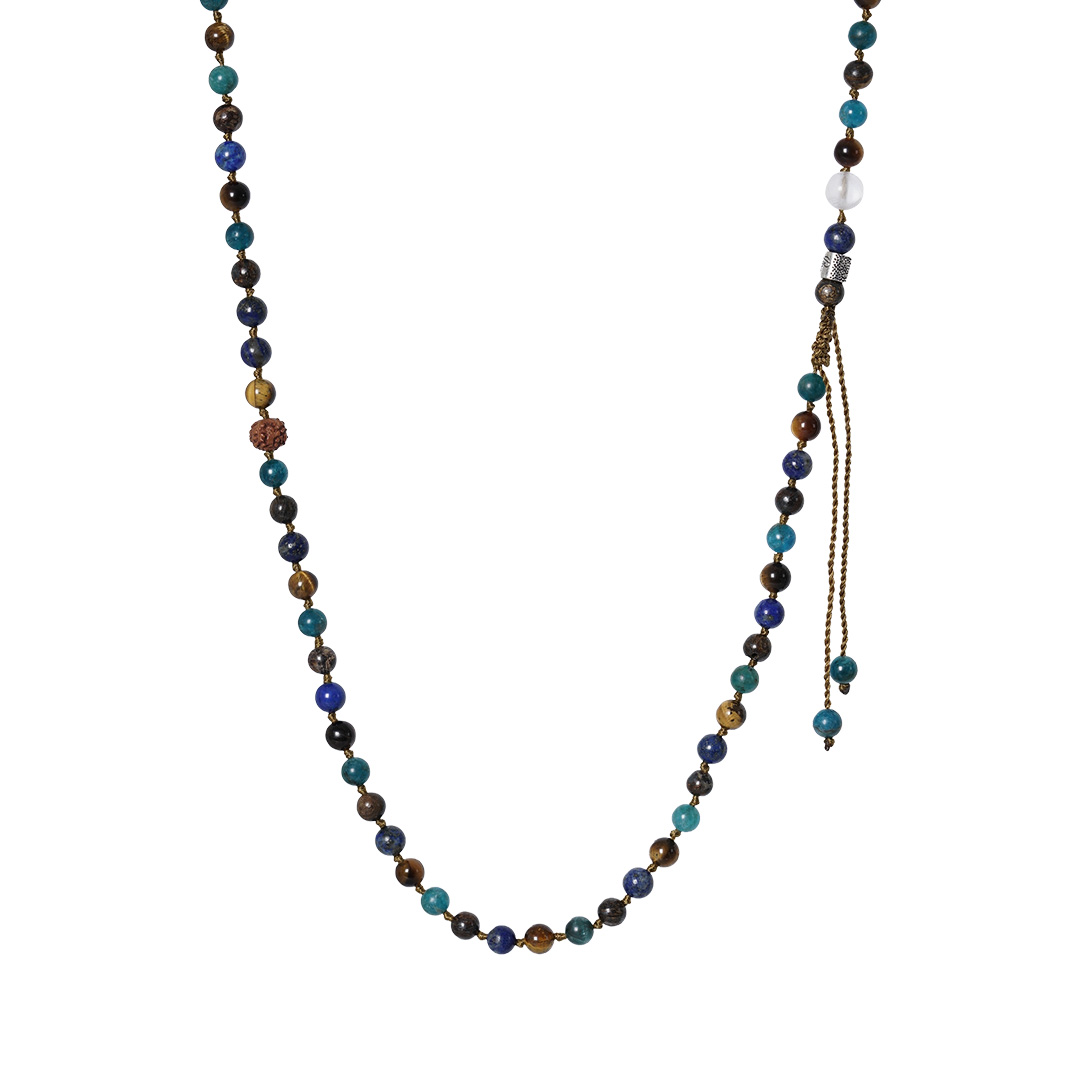 edelsteen ketting blauw mix mala m 90 cm van pimpsandpearls pim