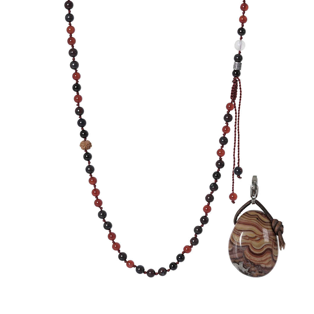 edelsteen ketting burgundy mix mala m 90 cm rode picture jaspis hanger van pimpsandpearls pim