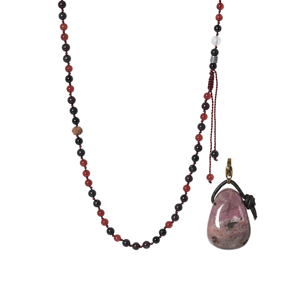 edelsteen ketting burgundy mix mala m 90 cm rode picture jaspis hanger van pimpsandpearls pim